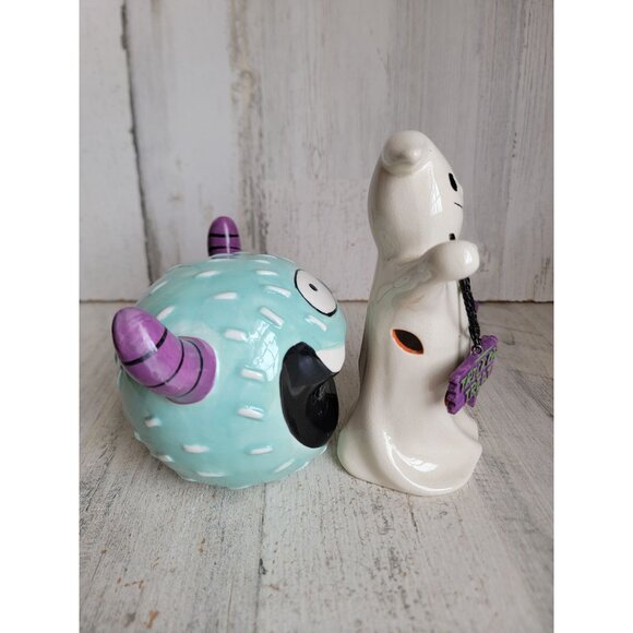 Ceramic ghost tea light monster light up Halloween home decor set - Picture 8 of 8
